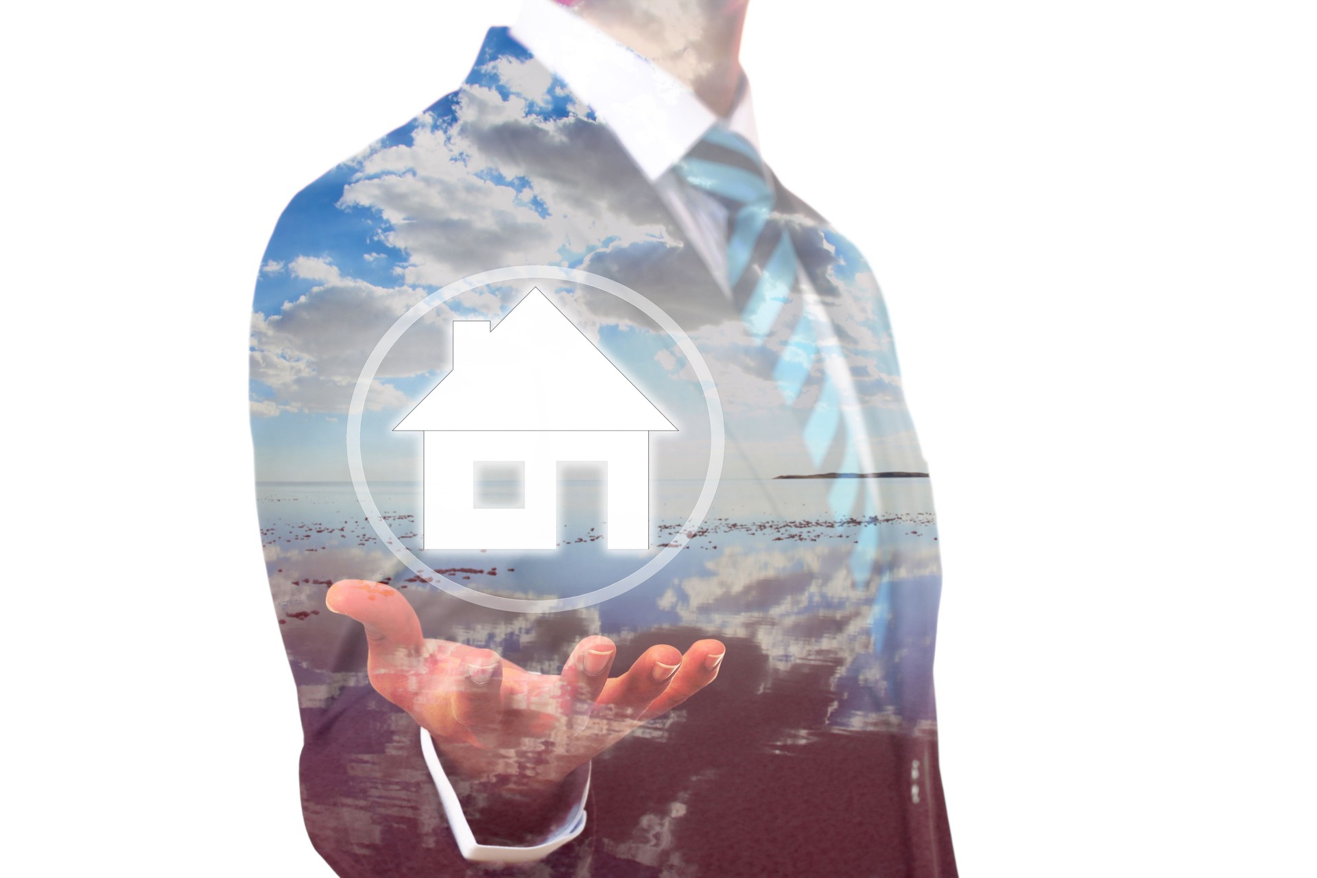 Businessman is touching Real Estate Figure